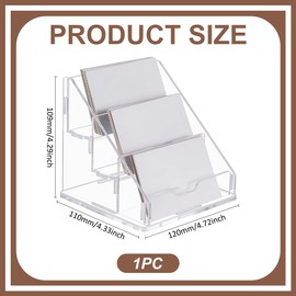 UNICRAFTALE 1Bag Acrylic Business Card Holder for Desk Clear Stand Vertical Card Display Desktop 3 Tiers Name Card Organizers for Exhibition Office and Home 4.7"x4.33"x4.33"