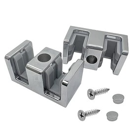 2Pcs 48mm Bathroom Sliding Door Glass Anti-Collision Block Side Guide Rail,Frameless Sliding Shower Doors Bumpers for 8mm Thick Glass(Silver)