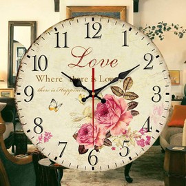 SWHONG Without Ticking Noises Wall Clock, 10 Z0 LL/25.4 cm Round Wall Clock Bedroom Living Room Wall Clock Home Decorations