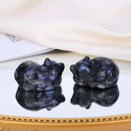 XIANNVXI Cats Blue Labradorite Crystals Cat Figurine Kawaii Cat Sleeping Cat Polishing Stones Cats Birthday Gift Cat Lover Cute Room Desk Decor