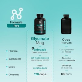 B Life Glicinato de Magnesio Puro con 120 cápsulas