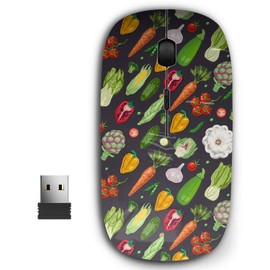 KAWAMOUSE 2.4G Ergonomic Portable USB Wireless Mouse for PC, Laptop, Computer, Notebook with Nano Receiver (Colored Vegetables)