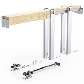 EaseLife 42x80in Pocket Door Frame Kit with Two-Way Soft Close Mechanism for 2X4 Studs Wall,Sliding Hardware for 24"-42" Wide Door,Aluminum,Slide Smoothly Quietly,Easy Install,No Doors (42in x 80in)