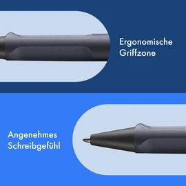 Lamy Safari Steel Black Ballpoint Pen - Timeless Classic Ballpoint Pen with Ergonomic Grip and Robust ASA Plastic - Includes Large Refill M 16 in Line Width M in Black