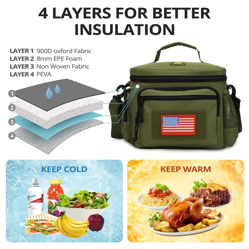 Lunch Box for Men, Tactical Lunch Bag MOLLE Webbing Leakproof