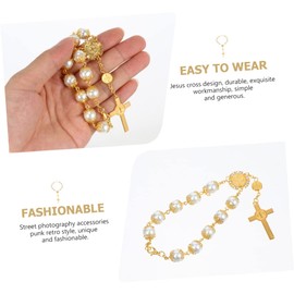 Kisangel 6pcs Christian Cross Bracelet Rosary Jewelry for Women Lightweight Jesus Wrist Chain for Baptism Parties Daily Wear Elegant Religious Accessory