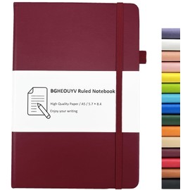 BGHEOUYV Notebook Journal, College Ruled Notebook Lined A5 160 Pages,Hard Cover Journals for Writing, Notebooks for Work Office School Women Men,5.7 inches x 8.4 inches(Wine Red)