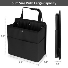 Accmor Car Trash Can with Pocket, Small Vehicle Dustbin Automotive Garbage Organizer Bin with 60 Pcs Trash Bags, Hanging Cars Storage Container for SUV Vans (Black)