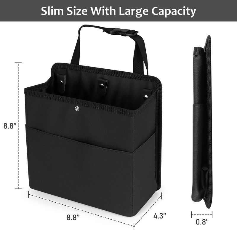 Accmor Car Trash Can with Pocket, Small Vehicle Dustbin Automotive