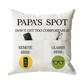 ONFAON Papa Gifts Throw Pillow Case, Papa's Spot Throw Pillow Covers 18 x 18 Inch,Birthday Christmas Thanksgiving Day Gifts for Papa Stepdad 2-Pocket