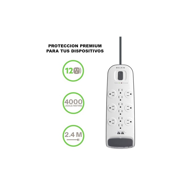 Belkin supresor de tensión con 12 salidas con cable y