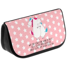 Mr. & Mrs. Panda Hugging Unicorns Cosmetic Bag, red, Hand Drawn