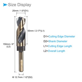 CoCud 25mm Advanced Titanium & Nitride Coated High Speed Steel 4341 Pinch Shank Drill for Stainless Steel Drill Machines