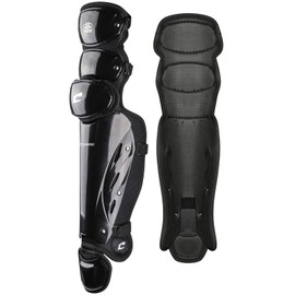 CHAMPRO Pro-Plus Baseball/Softball Umpire Leg Guards with Extended Triple Knee Protection, Black (17"" Length) (CG370)