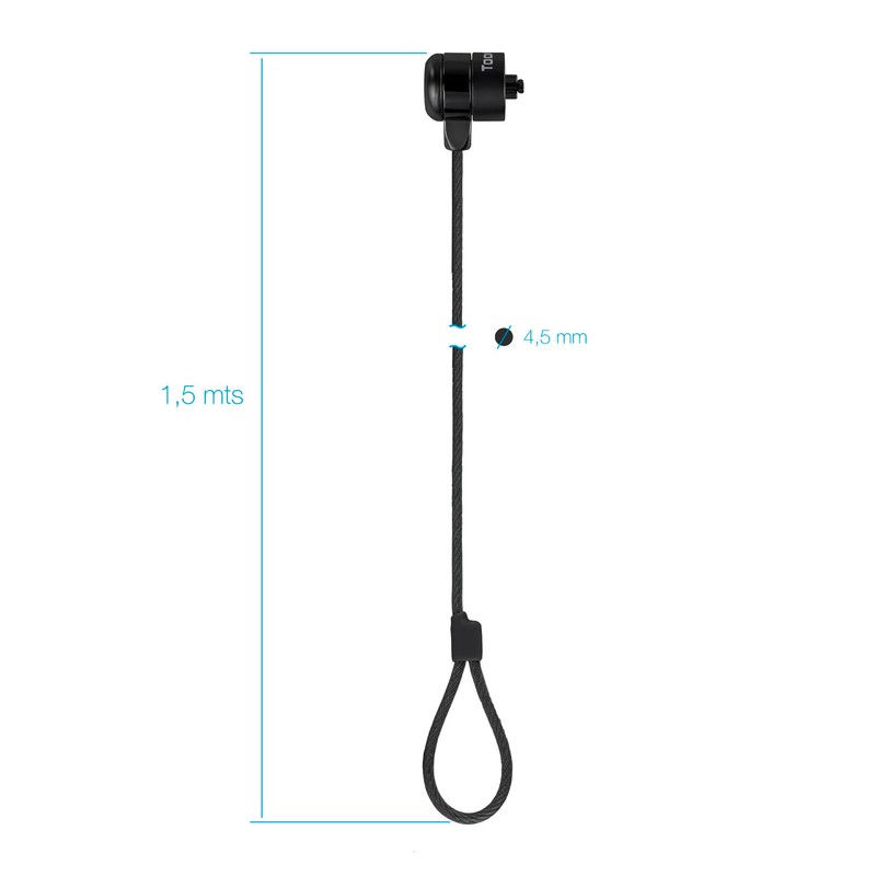 TOOQ TQCLKC0025-G Laptop Security Cable with Key 1.5 Metres Dark