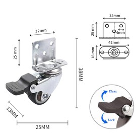 SHIMMER 1" L-Shape Caster Wheels Set of 4 Side Mount Casters,Locking Swivel Castors and 360° Swivel No Marking Silent Wheel Castors for Furniture, Cabinets, Beds, Table,Toolbox (1inch l-Shape castes)