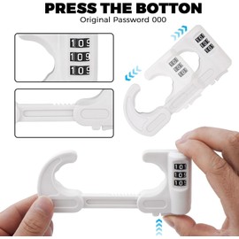4 Pack U-Shaped Cabinet Locks with Combination Baby Proofing Cabinet Lock Child Proof Sliding Cabinet Door Locks Adjustable Drawers Cupboard Locks Baby Safety Cabinet Latches for Knob Handle (White)