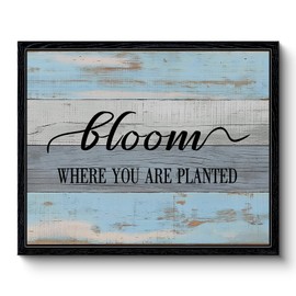VIYYIEA Inspirational Framed Wall Art Motivational Canvas Wall Decor Bloom Where You Are Planted Quote Prints Wall Paintings Home Bedroom Famous Saying Framed Pictures Artwork Office Bedroom