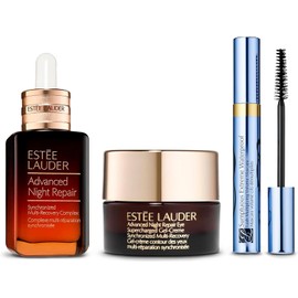 Estée Lauder Set Reparación Nocturna Rostro Ojos y Pestañas Advanced Night Repair Sérum 30 ml Eye Supercharged Gel-Cream 5 ml Sumptuous Extreme Mascara Waterproof Set de 3 Piezas