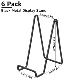 MUXHEL Set of 6 Metal Display Stands, Black, Plate Stand, Easel, Plate Holder, Iron, 15 x 12.5 x 7.5 cm, Plate Stand, Plate Stand, Display Stand for Bowls