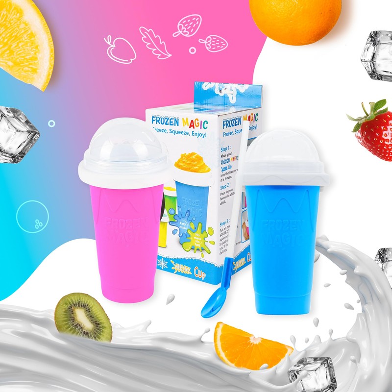 Slushy Maker Squeeze Cup, Portable Smoothie Squeeze Cup for Juices,