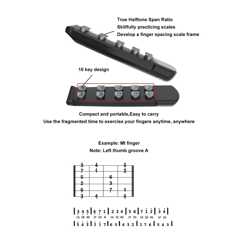 Guitar Finger Trainer 10 Key Hand Correction Scale Exercise Guitar