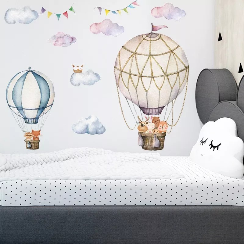 DaraBaby Vinil Decorativo Infantil Globo Aerostático Animales Niños