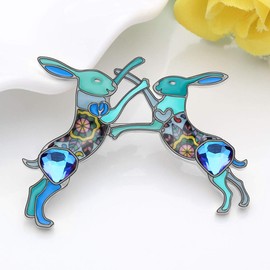 Newei - Broche de aleación esmaltada con diamantes de imitación de Pascua para mujer, chica, bufanda, traje de moda animal judío regalo Azul