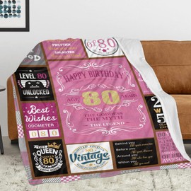 Kendt 80th Birthday Gifts for Women, 80th Birthday Blanket for Woman, Mum,Nanny,Sister,Grandma,Pink Warm Cosy Fleece Fluffy Blanket(60"x50"),80th Birthday Decorations Birthday Presents