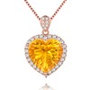 Uloveido Citrine Yellow Topaz Sterling Silver Love Heart Pendant Necklace