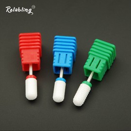 Rolabling Round Head Ceramic Nail Drill Bit For Electric Nail Drill Manicure Machine Accessories Tool (Red Fine)