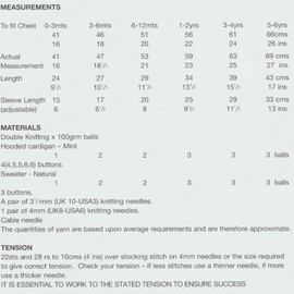 Baby Double Knitting Pattern - Cable Knit Hooded Cardigan & Sweater with Button Detail (UKHKA 67)