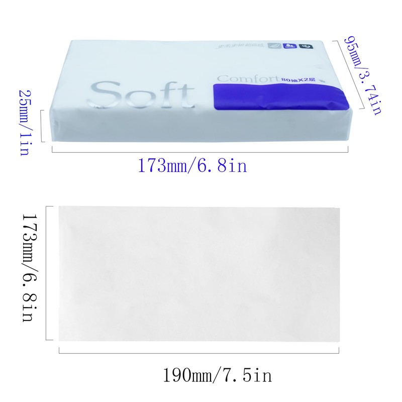 80 Sheets Car Tissue Refills, 6 Bags Travel Size Handbag