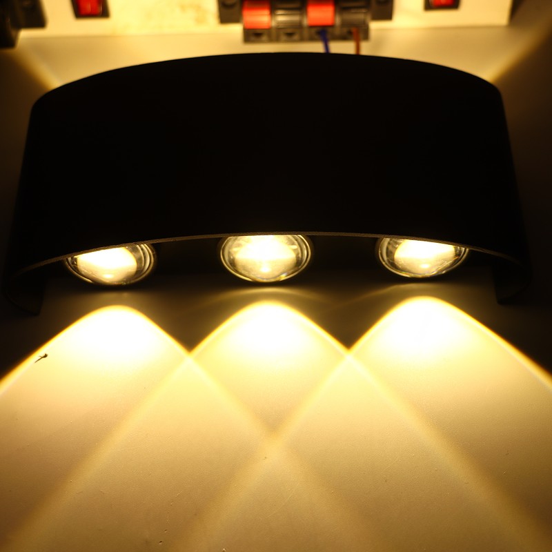 6W LED Wall Light Aluminium Black Shell Warm Light Up