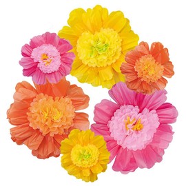 AnnoDeel 6 Pcs Large Tissue Paper Flowers, 24'' and 12'' Hanging Tissue Paper Pom Poms Decorations for Wedding Backdrop Birthday Luau Hawaiian Party