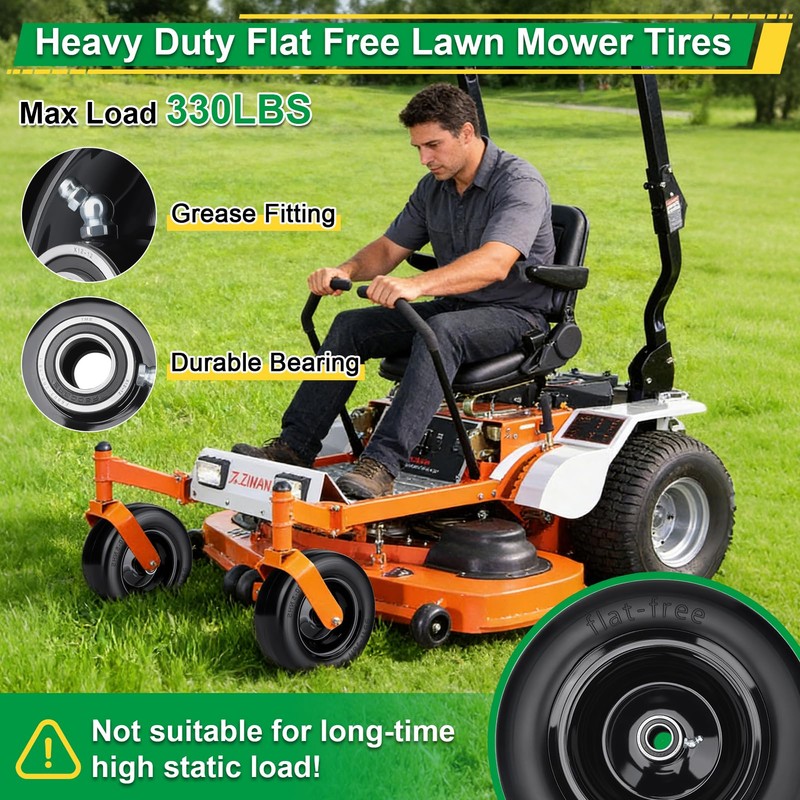 2Pcs 11x4.00-5 Lawn Mower Tires Flat Free, Upgraded 11x4-5 Zero