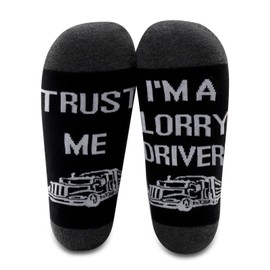 MYSOMY Truck Driver Socks 2 Pairs of Trust Me I'm a Lorry Driver Socks Funny Trucker Gifts Lorry Driver Appreciation Gifts (Trust Me I'm a Lorry Driver)