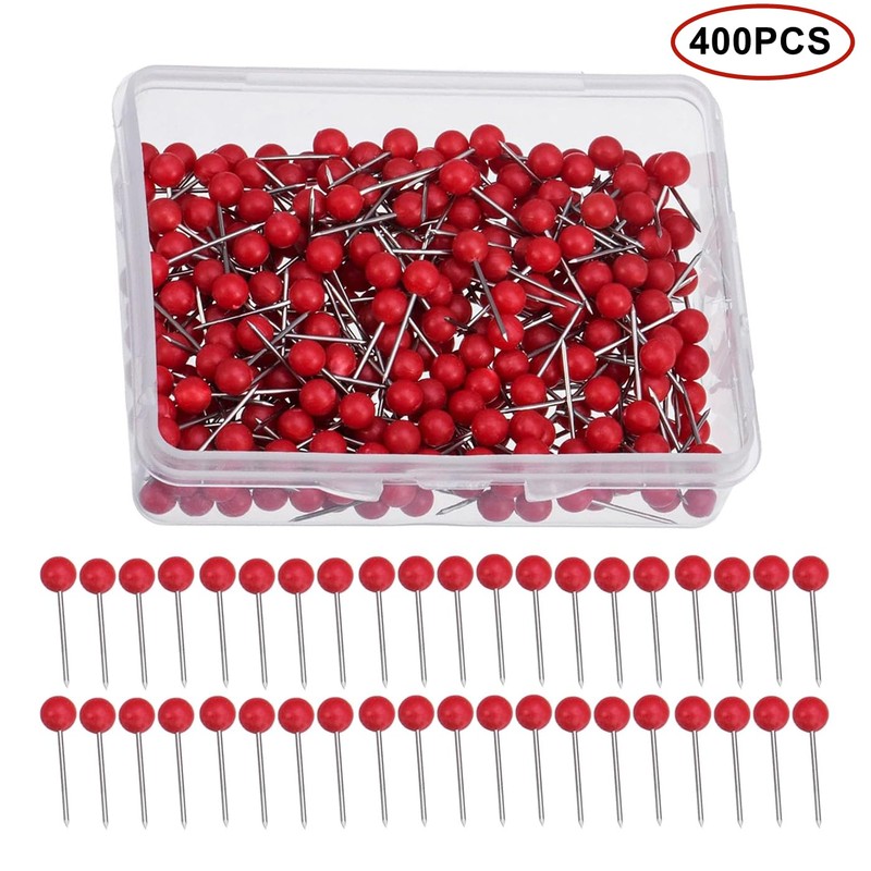 HUAZIZ Pack of 400 Map Nail Push Pins, Round Head