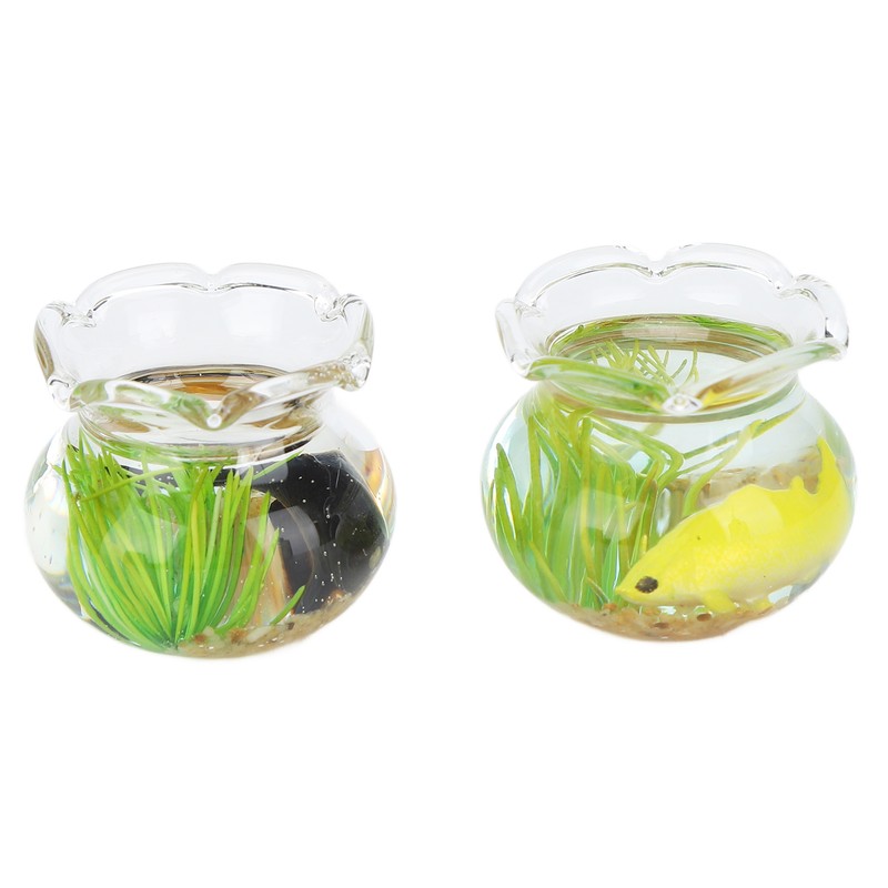 4pcs 1:12 Scale Miniature Glass Goldfish Bowl DIY Fish Bowl