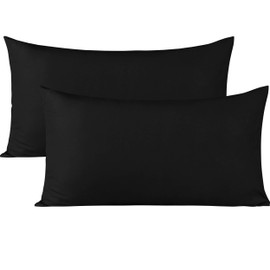 BEDSUM Microfiber King Pillowcases Set of 2, Soft Wrinkle Resistant and Easy Care Pillow Cases with Envelope Closure, 20x40 inches, Black