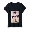 Womens Ukiyo-e Beauty Humor Art Picture Kanji Japan V-Neck T-Shirt