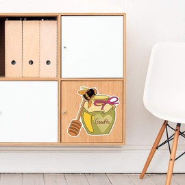 Large 210mm 'Honey Pot & Bee Heart' Permanent Sticker Decal for Cars/Windows/Bins/Walls etc (DW00105142)