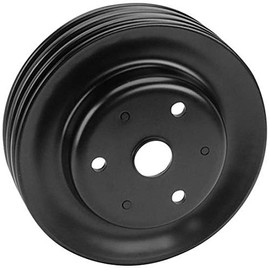 Triple Groove Crank Pulley for Small Block Compatible with Chevy Long Pump Black