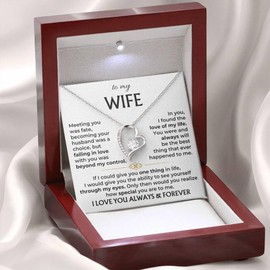 To My Wife Necklace From Husband, Gift For Her, Necklace For Wife From Husband, Gifts For Wife Romantic, To My Soulmate Necklace For Women, Christmas Anniversary Birthday Gift, Valentine Ideas (Forever Love, Silver Luxury Box)