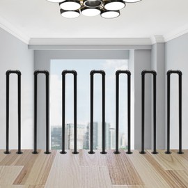 Hand Rails for Outdoor Steps, 100cm/3.3ft Matte Black U-Shaped Handrails for Indoor Stairs, Porch Railing Decorative Industrial Metal Stair Handrail, Non-Slip Stair Railing for Garden Loft Corridor