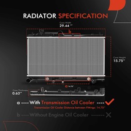 A-Premium Engine Coolant Radiator with Transmission Oil Cooler Compatible with Subaru Outback 2005-2009, Forester, Impreza, Legacy, Automatic Transmission, Replace# 45111AG00A, 45111AG06A