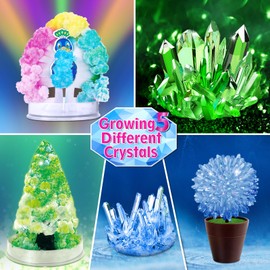UNGLINGA Crystal Growing Kit, Experiment Science Kits for Kids, STEM Projects Learning & Educational Toys Gifts Idea for Boys Girls, Grow 5 Vibrant Crystals Making Kit