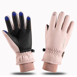 Gloves Men's Ladies Cycling Gloves Waterproof Winter Gloves Thick Touch Screen Black Warm Fleece Lining Windproof for Outdoor Motorcycle Running Cycling