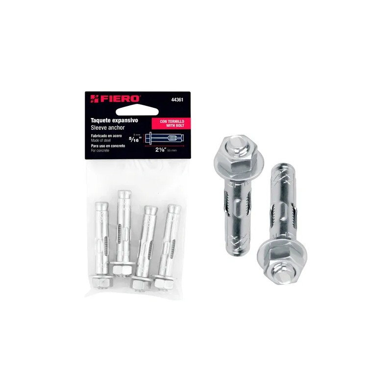 Taquete Expansin, 516, Tornillo, Bolsa 4 Pz Fiero 44361