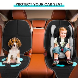 HEYTRIP Car Seat Protector, Rear-Facing/Forward-Facing, for 0~12 Years Old Children, Waterproof, Easy Cleanup, Non-Slip, Fit Most Car Seats(Black Blue)